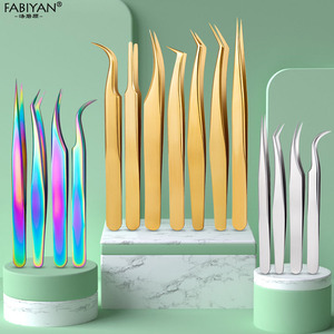 Pinset Ekstensi Bulu Mata Berkualitas Tinggi 45 90 Derajat Ujung Runcing Bahan Stainless Steel Warna Emas - Product Image 6
