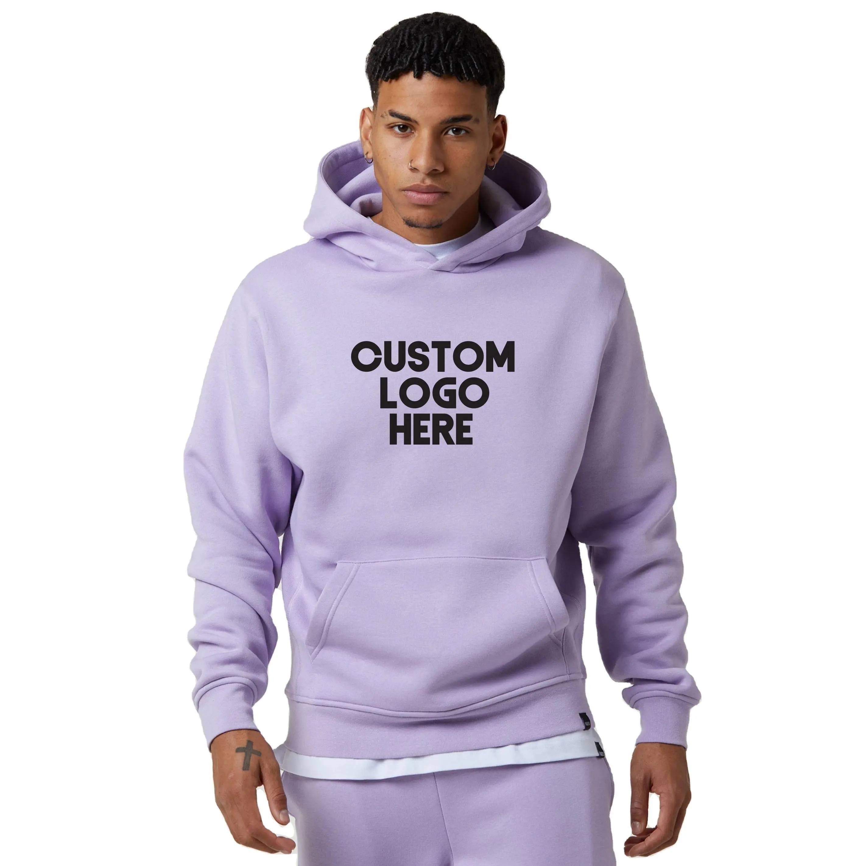 Wholesale Customize Logo Fashion Sports Cotton Heavy Weight High Quality Warm Oversize Men's Solid Color Hoodies and Sweatshirts
