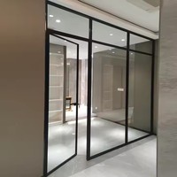 Porte de bureau moderne à mur en verre unique Cloisons portables pour salle blanche Panneaux de séparation muraux temporaires pliables Cadre visible
