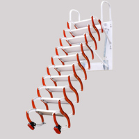 Escalier de grenier en acier au carbone, télescopique automatique, pliable, charge maximale 300 kg, hauteur extensible 10-12 marches, échelle de loft dissimulée au plafond