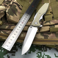 Couteau pliant CPM Blade Spear Point à bord plat, manche G10, qualité DIY, pour camping, chasse, usage extérieur (personnalisable OEM)