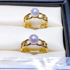 Base para Anillo de Plata S925, Accesorios para Perlas DIY de 7-8mm, Base para Anillo Plana 1923 con Joyería 100% Plata - Product Image 2