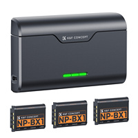 K&F Concept Cocok untuk Sony, Paket 3 Baterai Kamera NP-BX1 1240mAh dan Pengisi Daya Cepat Set Baterai Kamera Digital Isi Ulang