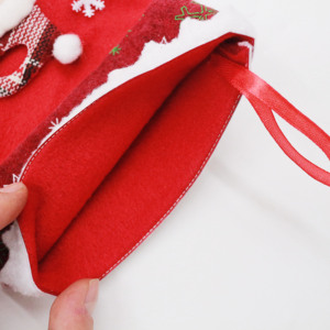 Chaussette de Noël du Père Noël en peluche rouge <span class=keywords><strong>avec</strong></span> flocon de neige, sac à bonbons, décoration suspendue pour cheminée et arbre de Noël - Product Image 4