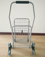 Chariot de courses pliable en métal avec trois roues, capacité de 42l, livraison gratuite