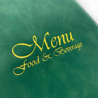 Porte-menu en cuir PU Crazy Horse vert personnalisé avec logo, format A4 A5 (8,5*14 pouces), pour restaurants et hôtels