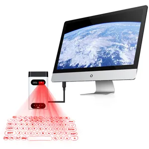 Proyektor Keyboard Laser Virtual Nirkabel Mini, Proyektor Laser Mini Portabel dengan Power Bank Proyeksi Bahasa Arab