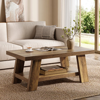 Tribesigns Table basse rectangulaire en bois à 2 niveaux, table centrale de ferme de 47.24 pouces avec double étagères de rangement pour le salon