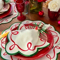 Napperons et serviettes de table personnalisés brodés multicolores, modernes, écologiques, non toxiques, en lin, pour décorations de table de fête