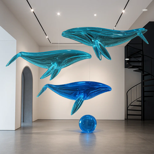 JingYue, arte colgante de resina transparente personalizado, decoración de delfines, sala de estar, artesanía grande hecha a mano para decoración de vestíbulo de Hotel - Product Image 3