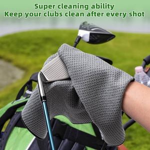 Serviette de nettoyage en microfibre gaufrée avec logo personnalisé, avec anneau de fixation, absorbante et à séchage rapide pour sac de golf - Product Image 3