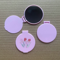 Miroir de maquillage rond en plastique personnalisé avec logo, miroir de poche personnalisé pour cadeau promotionnel