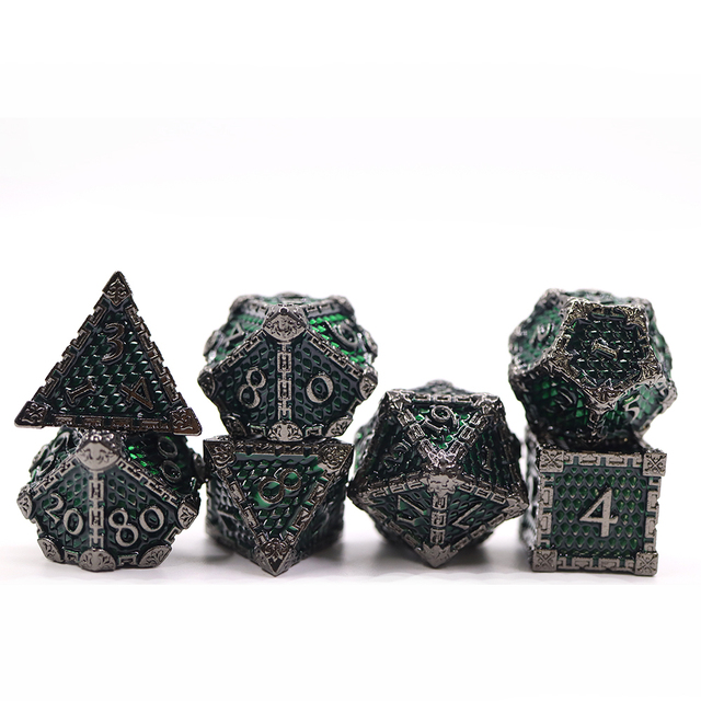 Green Dragon Scale Metal D20 DND Dice Set for Dungeons and Dragons Gifts Accessories