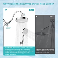 Douche à main multifonction en plastique ABS finition chromée, 5 modes de jet, pommeau de douche pluie, ensemble complet avec bras, tuyau et support