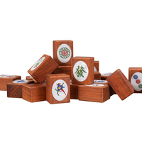 Jeu de tuiles de mahjong en bois massif de palissandre 37,5x21,5x28mm Grand format 144 tuiles + 2 tuiles personnalisées Emballage avec logo inclus