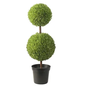 Commercio all'ingrosso di legno di bosso potato sfera albero per la decorazione giardino esterno artificiale pianta verde albero per interni decorazioni per la casa