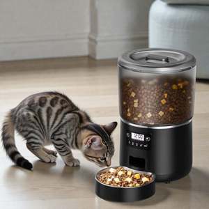 Distributeur automatique de nourriture pour animaux de compagnie avec commande par bouton, bol en acier inoxydable 4L pour petits animaux de toutes âges - logo personnalisé accepté - Product Image 1