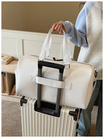Sac de voyage à motif à carreaux en PU avec compartiment à chaussures, séparation sec/humide, pochette pour trolley, grande capacité, sac à main