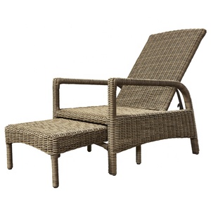 Modern Adjustable Wicker Aluminum Chaise Lounge Furniture <strong>Outdoor</strong> Garden Rattan <strong>Recliner</strong> <strong>Chair</strong> with Retractable Ottoman - Product Image 4
