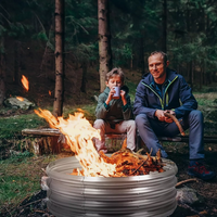 Brazier rond surélevé moderne en métal pour camping, foyer extérieur en acier galvanisé