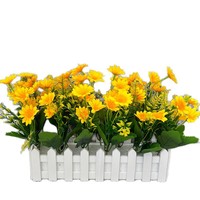 Fleurs d'azalée artificielles, décorations florales en plastique, ensembles d'herbe et d'arbres durables pour la décoration murale extérieure et les aménagements paysagers de restaurants
