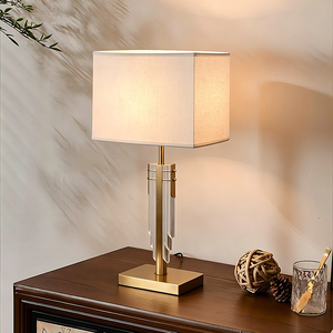Copper Modern fabric <b>Table</b> Lamp with Gold Accents - Luxury <b>Bedside</b> Lamp for Living Room Bedroom Hotel Decor - Product Image 1