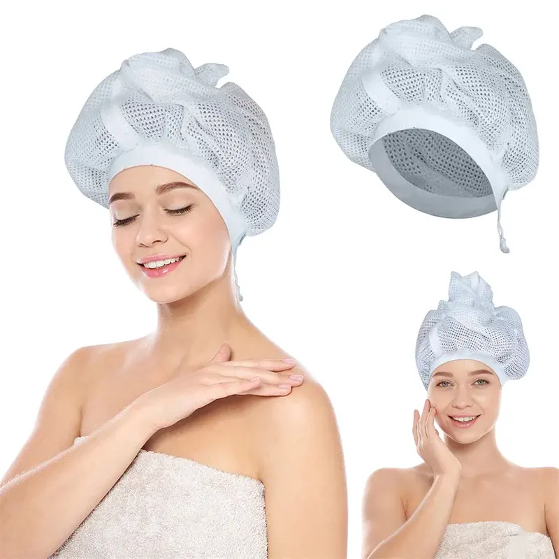 Net Plopping Bonnet hızlı kurutma saç havlu şapka banyo aksesuarları, kuaför kuru kıvırcık saç kapaklar katlanabilir saç kurutma şapka