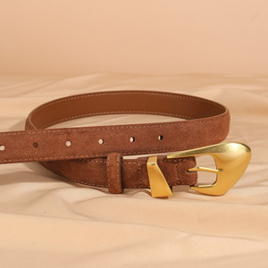Ceintures en daim pour femmes, ceintures classiques de design minimaliste pour les robes de pantalons en jean, <span class=keywords><strong>ceinture</strong></span> noire avec boucle dorée - Product Image 3