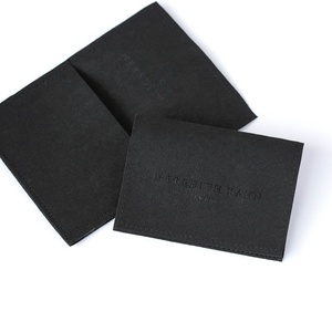 PandaSew 10*8 cm Black Custom logo Printed Microfiber <b>Envelop</b> Jewelry <b>Gift</b> Packaging Pouch - Product Image 3