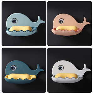 Cartoon whale soap dish, creative double-layer soap dish for bathroom use, hanging and storage, no <b>drilling</b> required. - Product Image 2