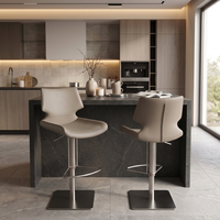 Tabourets de bar commerciaux pivotants à hauteur réglable, chaise de comptoir de cuisine avec base en acier inoxydable, siège de réception en cuir respirant