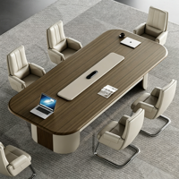 Ensemble de table et chaises de conférence modernes pour 6 à 8 personnes, table de réunion de bureau en bois rectangulaire, mobilier de salle de conférence