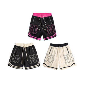 Shorts de basket-ball en maille respirante à taille mi-haute décontractés en polyester 100% avec logo brodé personnalisé pour hommes - Product Image 6