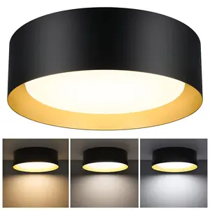 Worbest Home Decoration No Flicker Round Surface Mounted Soft Lighting Modern Style LED Ceiling Black Gold LED Flush Mount Light