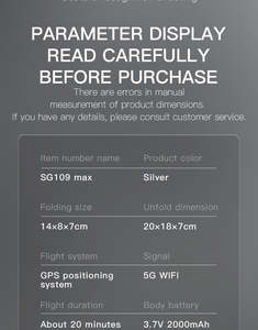 Dron GPS SG109 MAX HD 720p con Cámara Dual, Pantalla de Plástico, Control Remoto, Alcance de 5 km, Larga Duración, Evitación de Obstáculos, Motor sin Escobillas - Product Image 5