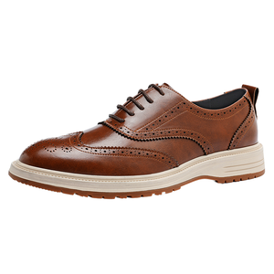 รองเท้าทรงหัวแหลมแบบใหม่สำหรับผู้ชาย ดีไซน์หรูหรา หนังแท้ สายรัดแบบ Monk Strap ผูกเชือก เหมาะสำหรับใส่ทำงาน ลายเสือดาว แฟชั่นทันสมัย รองรับอุ้งเท้า - Product Image 1