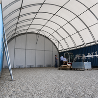 Abri en acier galvanisé avec toit en PVC monté sur conteneur maritime de 40 pieds, tente en arche pour atelier et stockage d'équipements