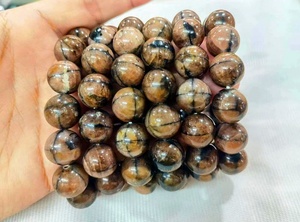 Natural Gemstone <strong>Crystal</strong> Healing Stones Chiastolite <strong>Sphere</strong> 12mm 14mm Beads Bracelet - Product Image 2