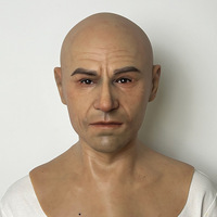 Masque masculin en silicone artificiel réaliste, masque de fête à l'américaine, tête de mascarade pour visage humain, accessoires de travestissement, transgenre, spectacle