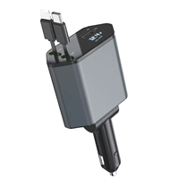 Chargeur en plastique professionnel 15W, câble USB Type-C rétractable 4-en-1 avec lumière et adaptateur de chargeur de voiture pour téléphones mobiles