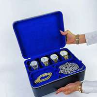 Boîte de rangement pour bijoux en cuir PU de grande capacité, personnalisable, avec chaîne cubaine, organiseur de voyage portable pour montre