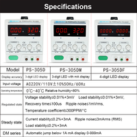 Alimentation de laboratoire CC variable Longwei 30V5A PS305D pour étudiants, régulée et portable