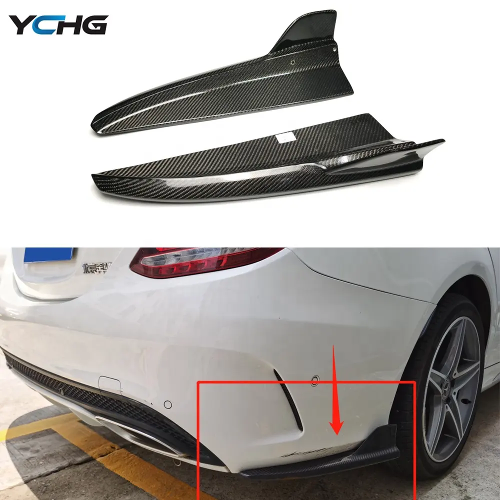 กันชนท้ายรถคาร์บอนไฟเบอร์ W205 FD,ตัวแยกด้านข้างสำหรับ Mercedes Benz C Class C205 Sport Edition C260 C300 2015-2021