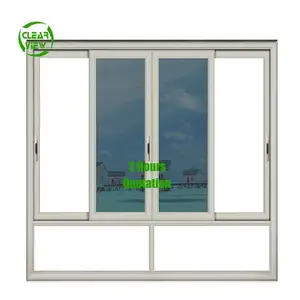 क्लियरव्यू पूर्ण श्रेणी खिड़की कारखाने पीवीसी फिसलने लकड़ी रंग Upvc डबल ग्लेज़िंग स्विंग के साथ विंडोज ग्रिल और जाल