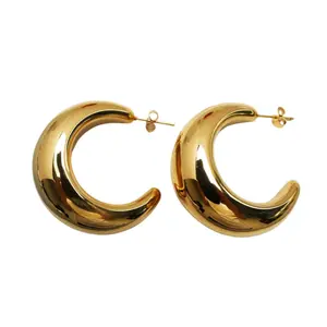 2023 New Stainless Steel Hypoallergenic Women Light Weight Exaggerated Large Earrings 18k Gold Plated PVD Coating Jewelry