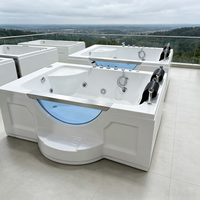 Baignoire Spa Autoportante de Luxe en Acrylique de 72 Pouces avec Jets de Massage à Bulles d'Air et Télévision pour Adultes