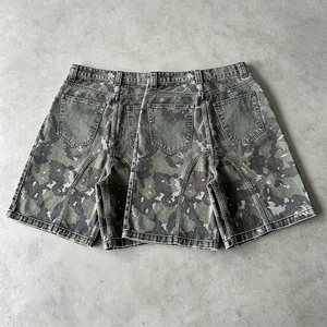 Custom Camo <strong>Print</strong> Baggy Denim Shorts <strong>Men</strong> Heavyweight Paneled <strong>Jean</strong> Shorts Streetwear Vintage Washed Loose Fit Jorts Manufacturer - Product Image 2