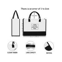 Sac de plage en toile personnalisé avec motif photo sur mesure, grand format, sac fourre-tout monogrammé, cadeau personnalisé