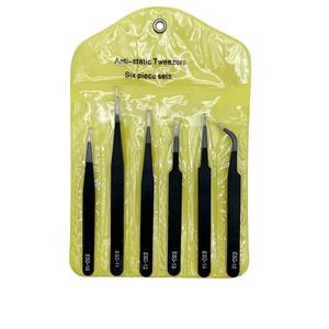 Pinzas antiestáticas Zongsheng, juego de 6 piezas, acero inoxidable negro ESD para reparación de productos electrónicos y herramientas para el cuidado de las uñas - Product Image 5