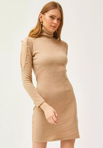 OEM venta al por mayor Gran oferta sin espalda cuello alto suéter vestido de manga larga virgen asesino suéter mujer Sexy suéter - Product Image 4